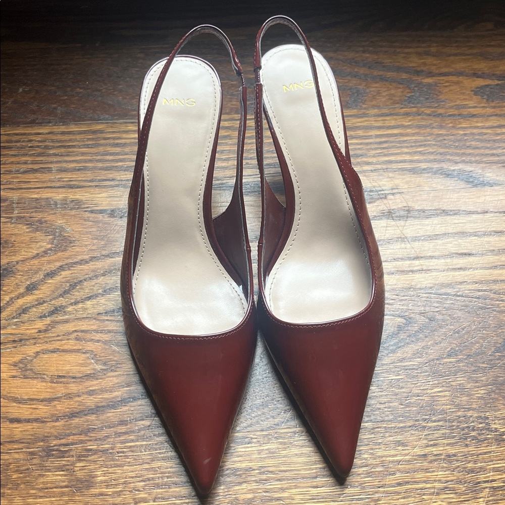 MANGO Elegant Burgundy Slingback Heels